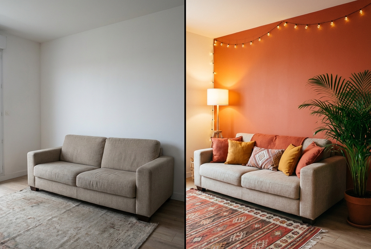 Room transformed by AI into a new interior design style