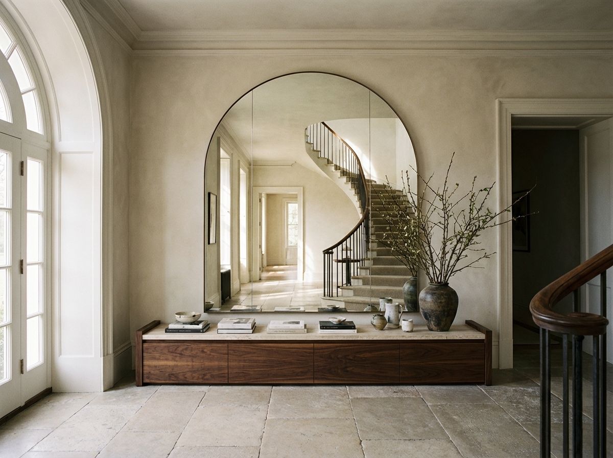 Modern entryway ideas with floating shelf and wall hooks