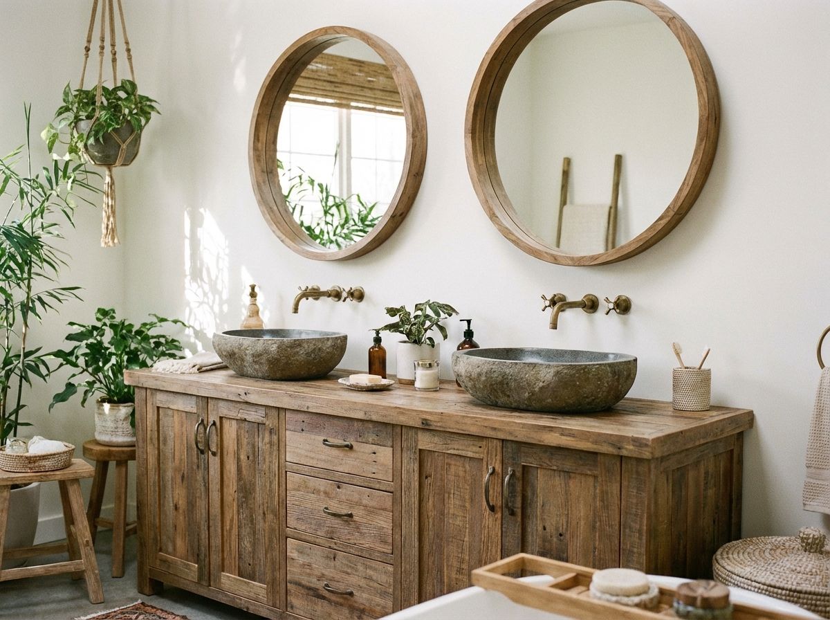Floating vanity unit with vessel basin and backlit mirror in small modern bathroom