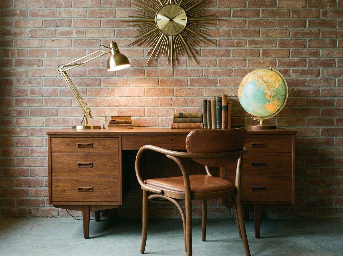 Mid-century modern dining room with teak table, Saarinen Tulip chairs, and Nelson pendant lamp