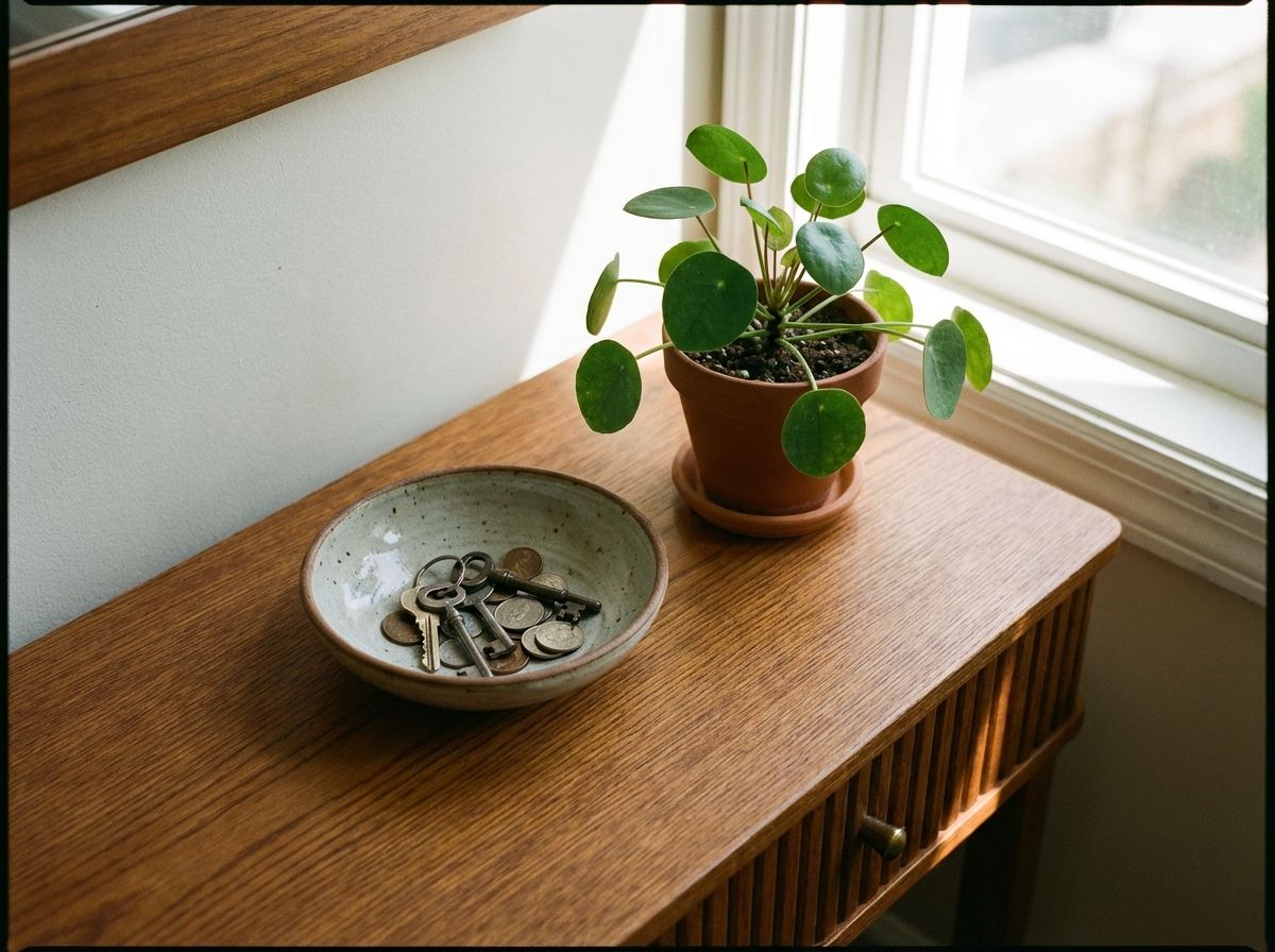 Scandinavian entryway with bench, baskets, and natural rug
