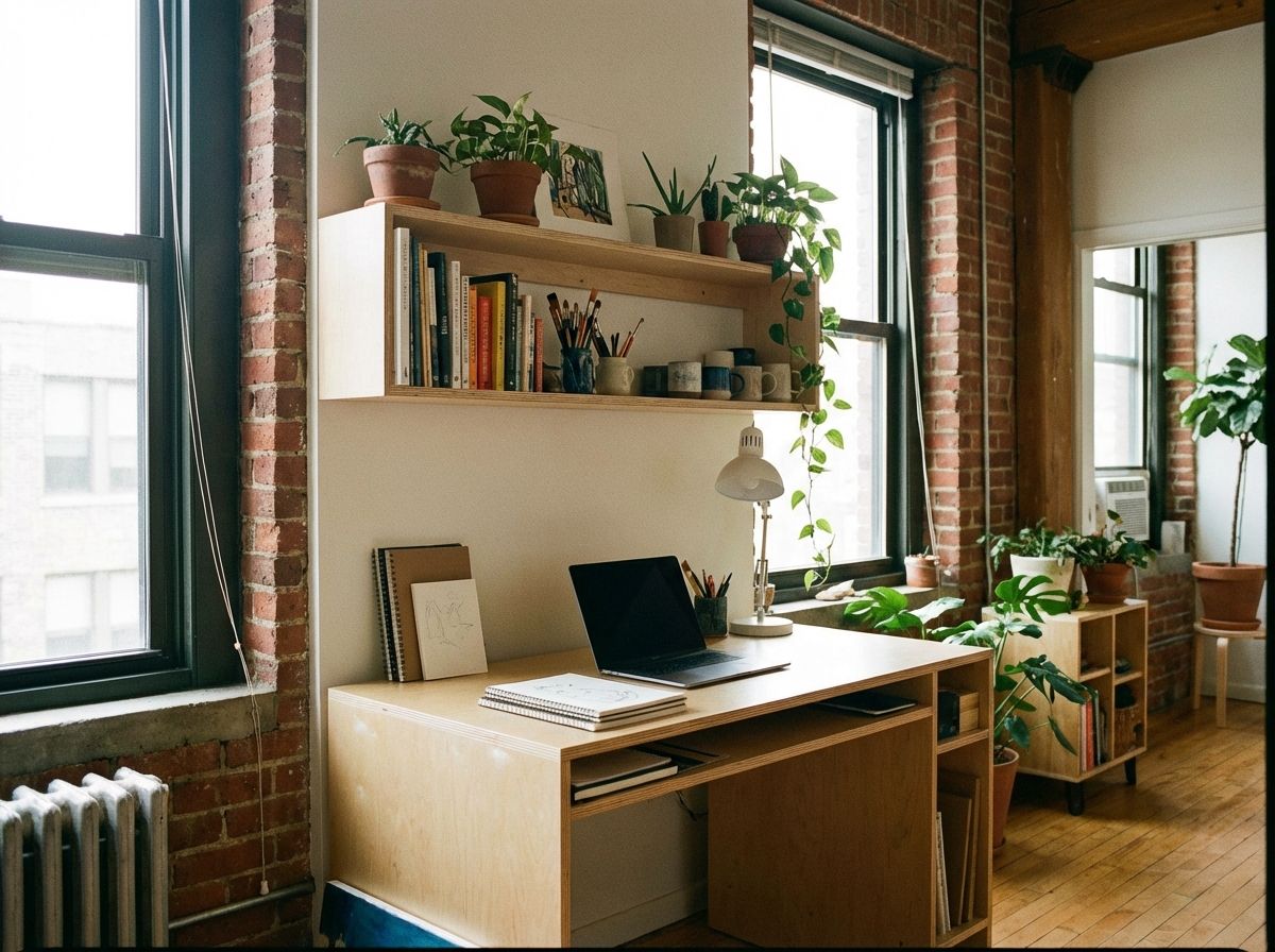 Studio apartment decorating idea with reading nook, layered cushions, and warm lighting