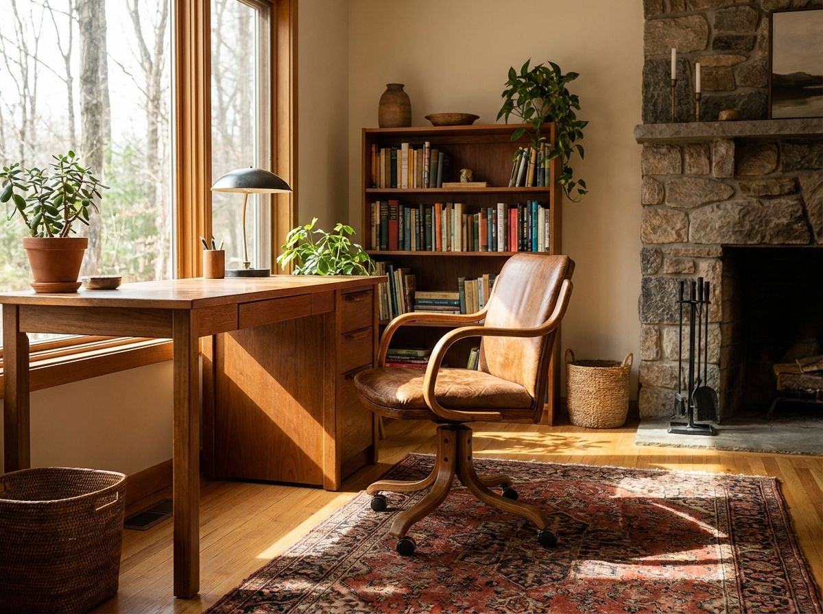 Small home office with white desk and gallery wall