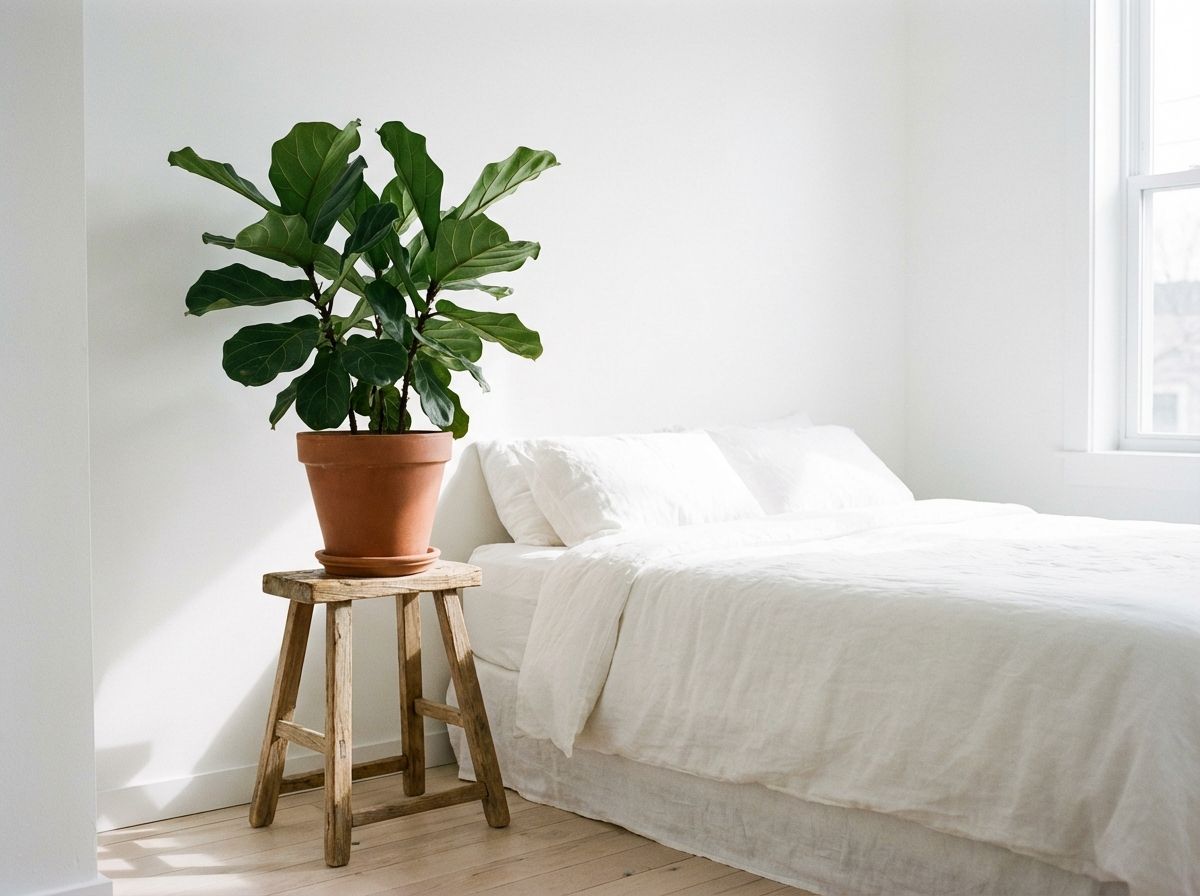 Blue and white bedroom with sheer curtains and soft lighting