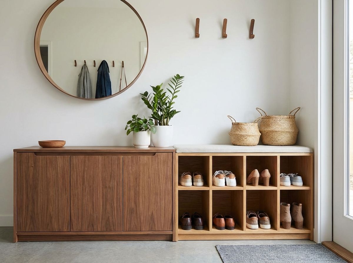 Entryway lighting ideas with statement pendant and wallpaper