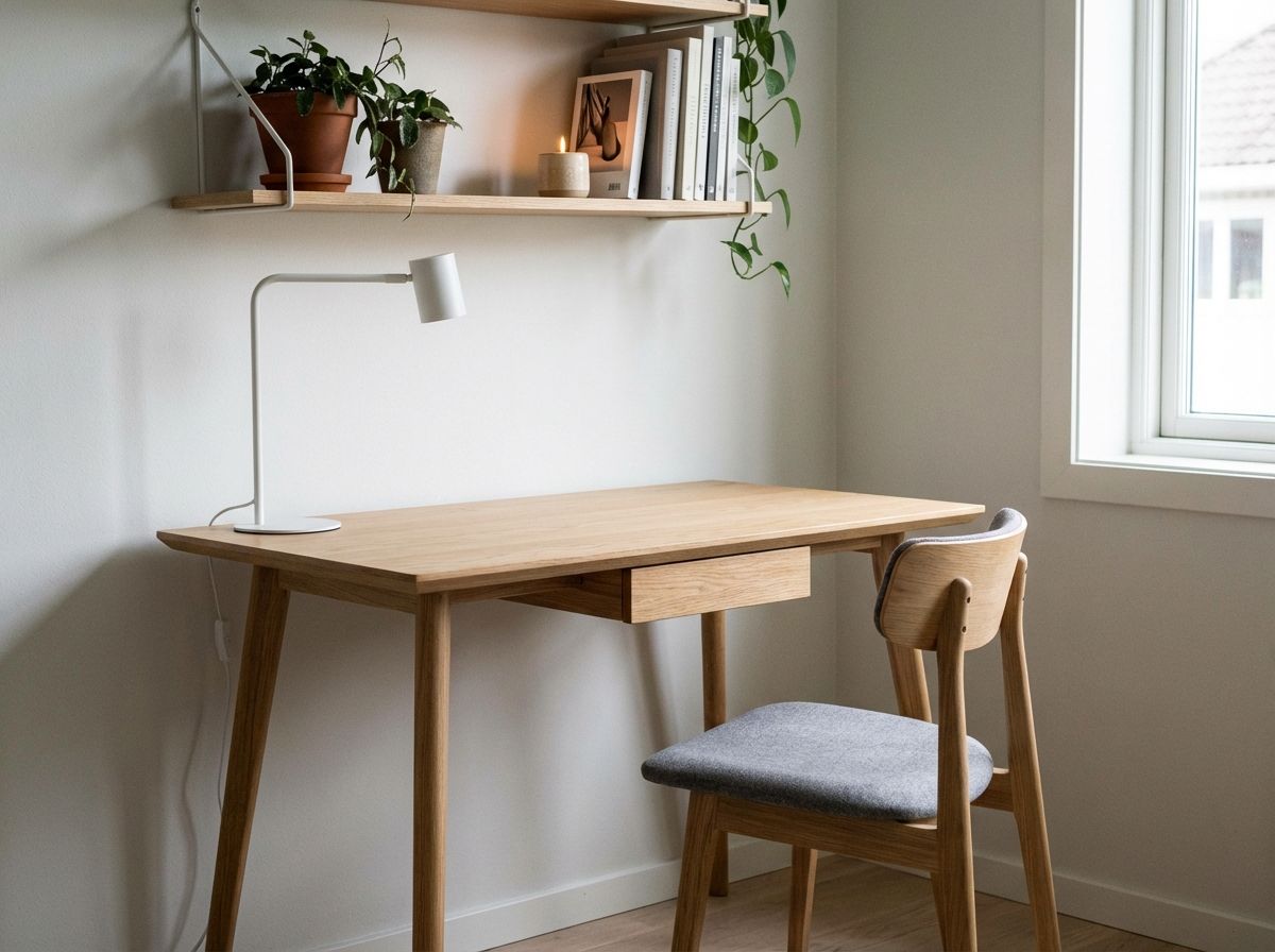 Scandinavian dining space with light oak table, minimal pendant light, and linen runner