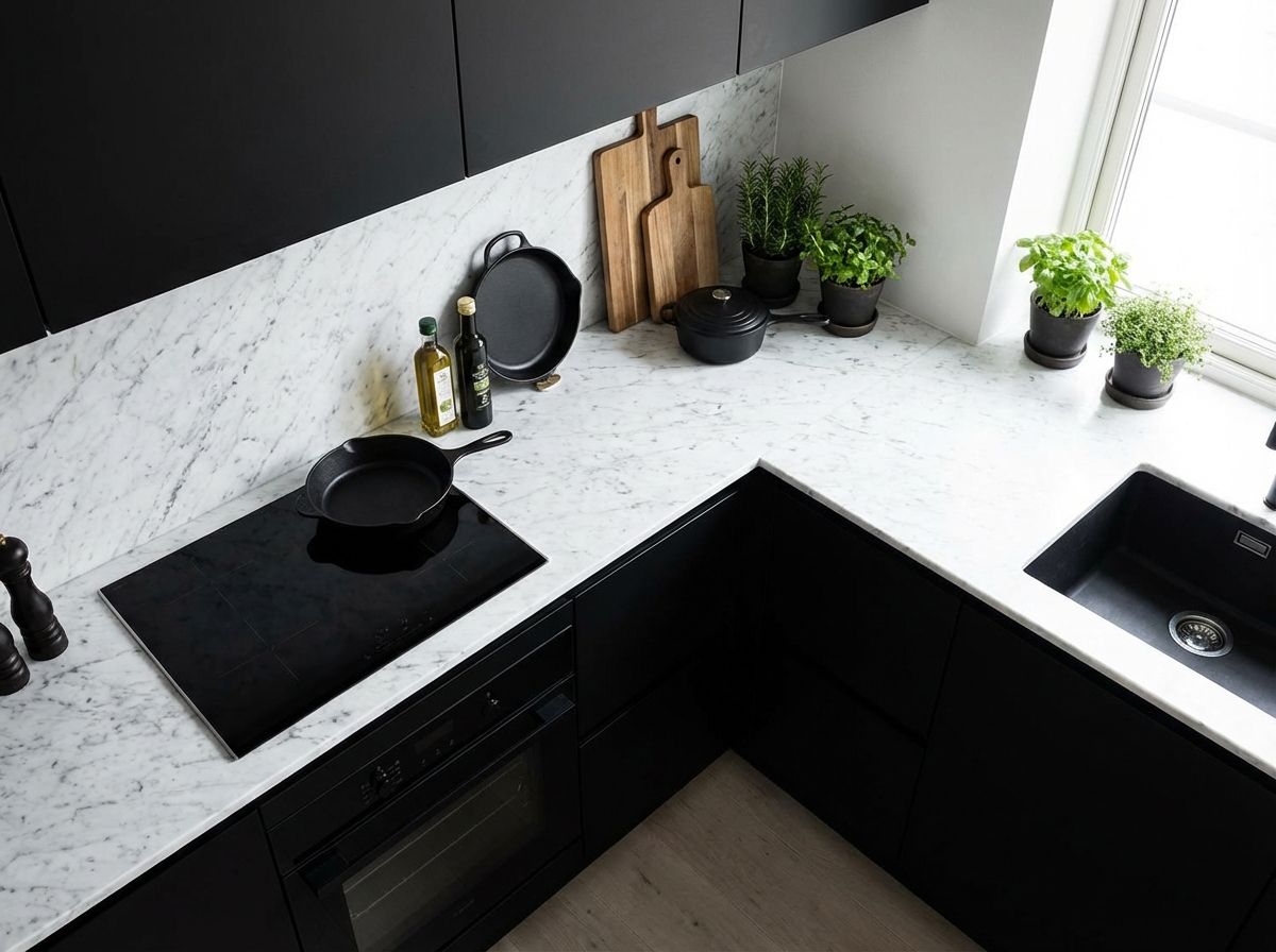 Black and white kitchen ideas with graphic contrast and clean lines
