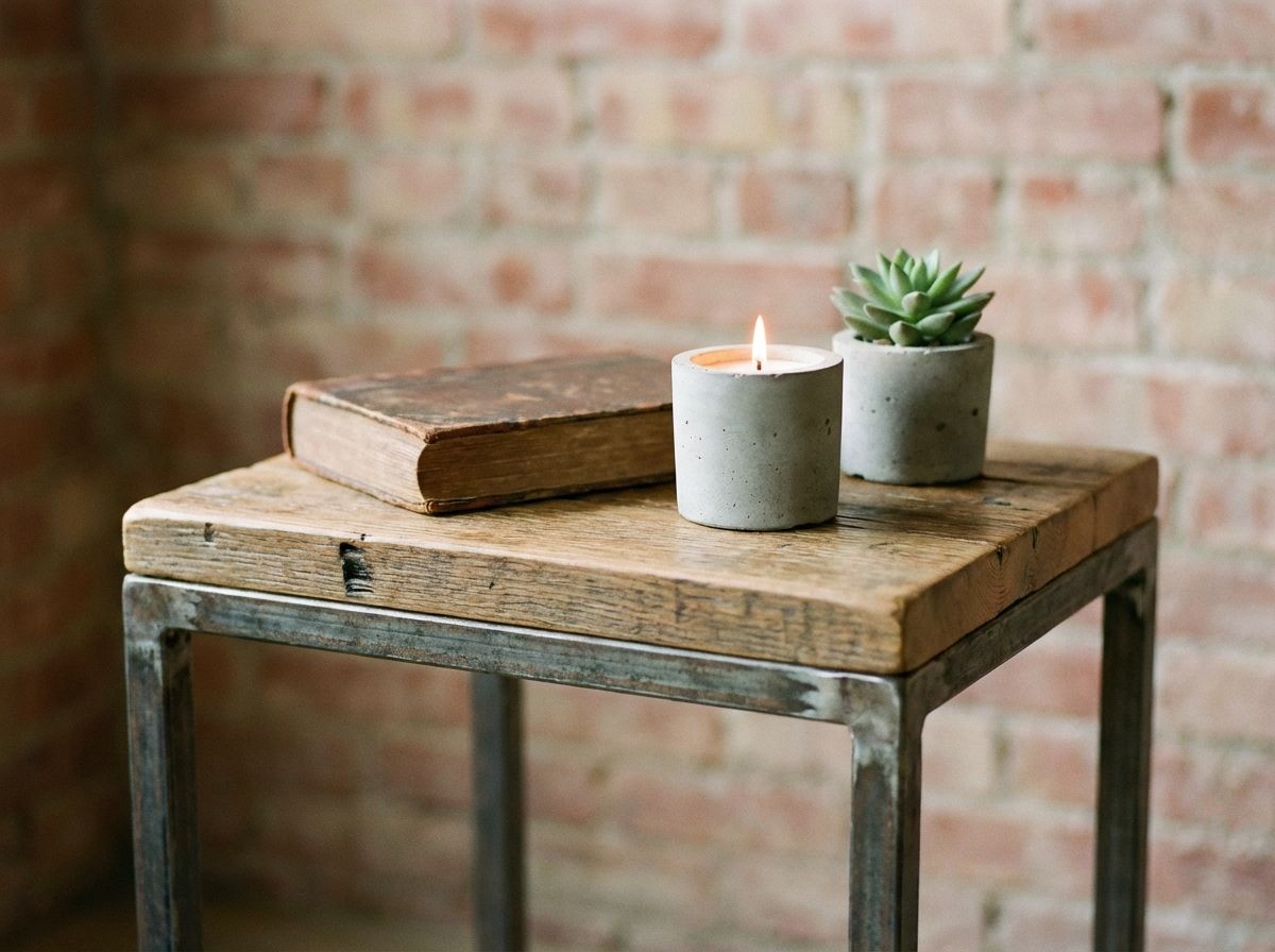 Industrial home office with metal desk, wire shelving unit, and architect task lamp