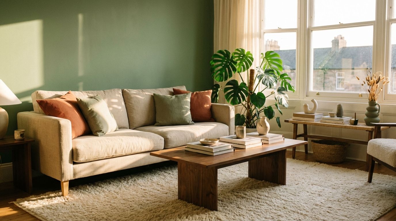 Living room redesigned by AI in modern style