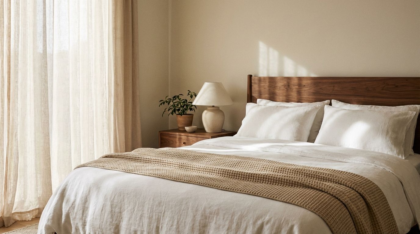 Bedroom redesigned by AI in scandinavian style