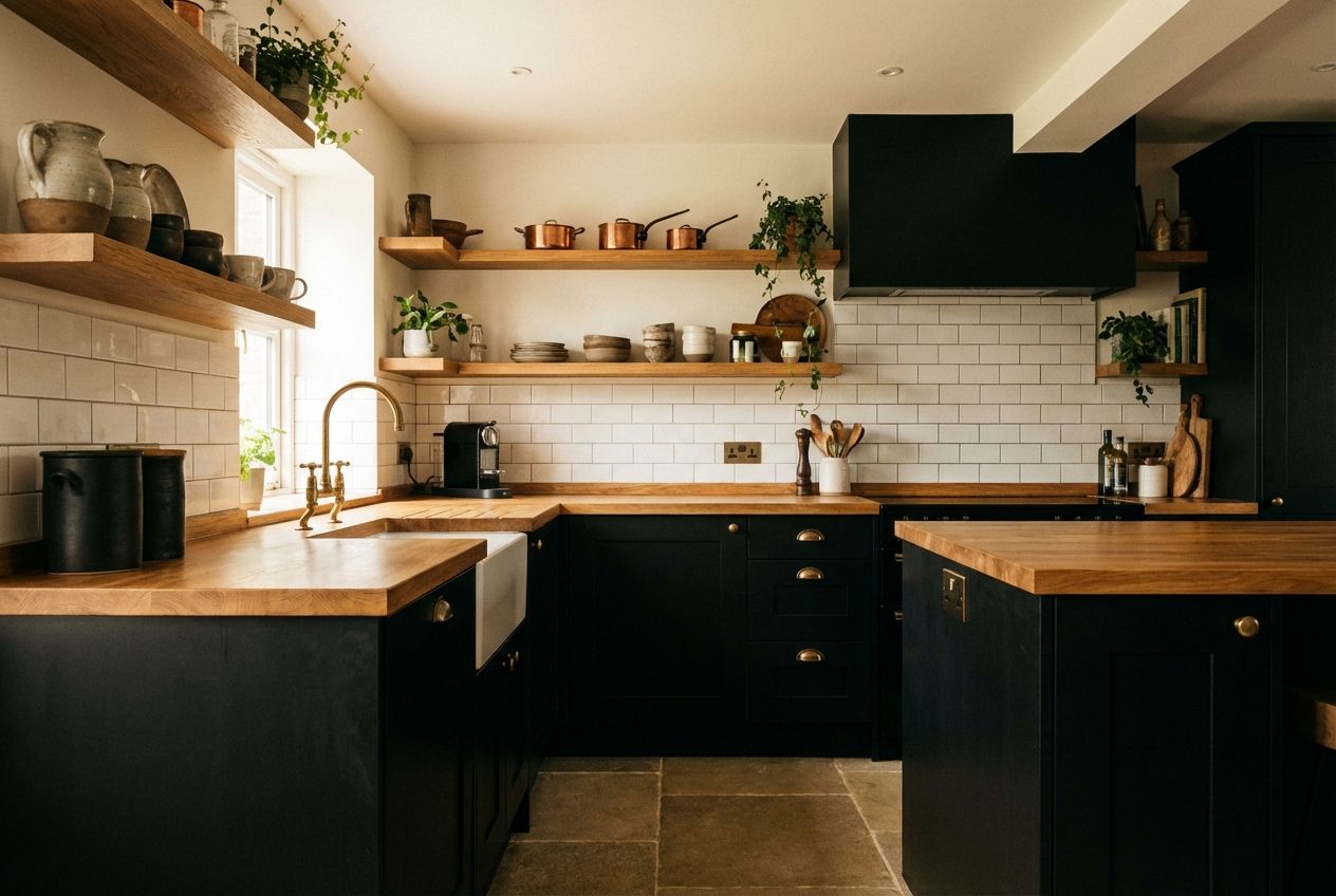 Different black kitchen styles from full matte to black and wood combinations