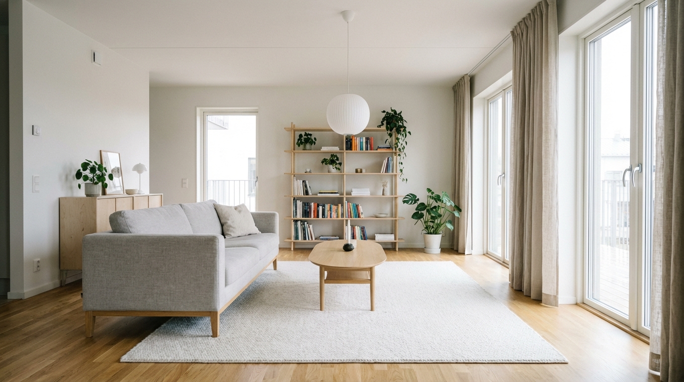 Living room transformed into Scandinavian style with Homeify AI